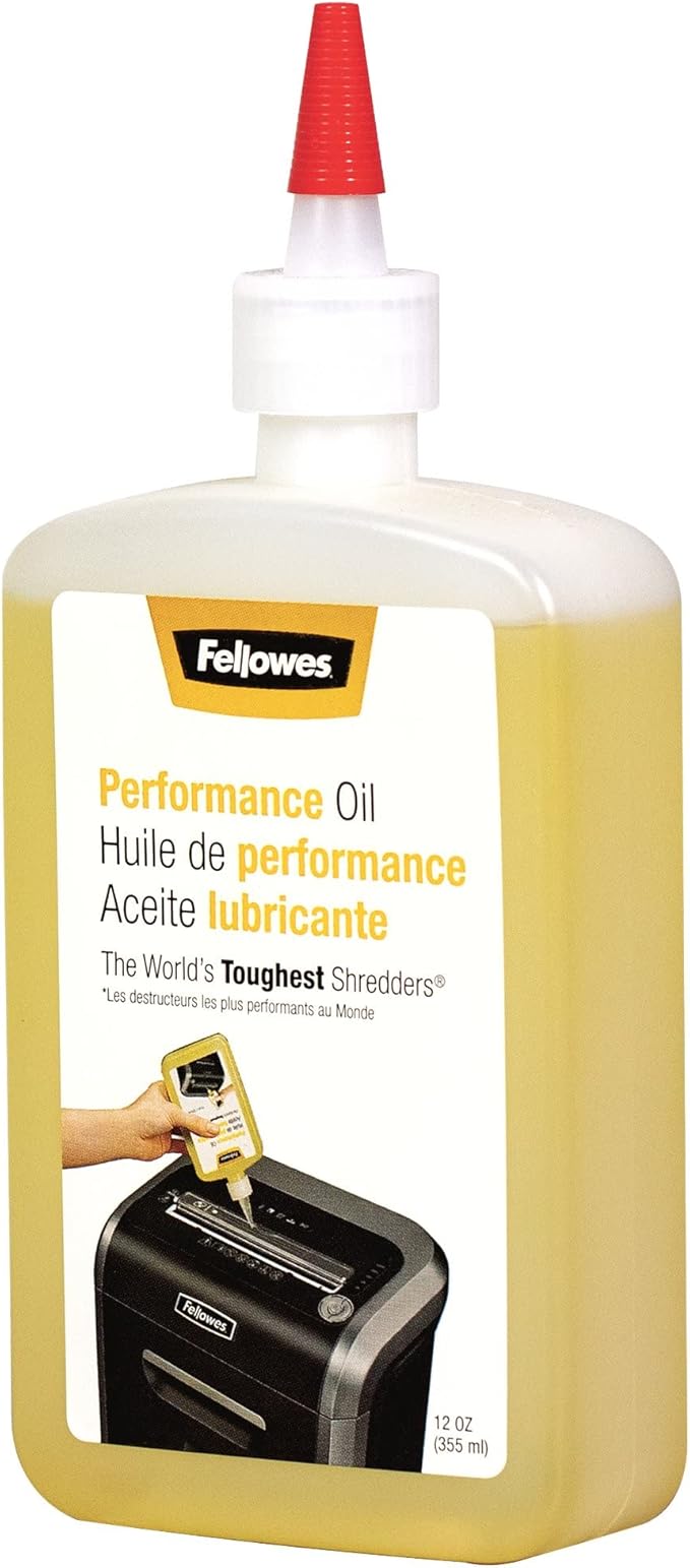 Fellowes Powershred Performance Shredder Oil, 12 oz. & Powershred Performance Paper Shredder Lubricant Sheets, 6 x 8.50 x 0.031 Inch, 10-Pack