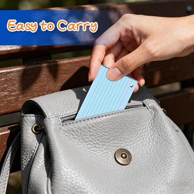 250 Count Colored Index Cards 3 x 5 Inch, Lined Flash Cards with Key Ring, Ruled Note Cards for Office Use, Portable Note Taking Study Flashcards for Home and School