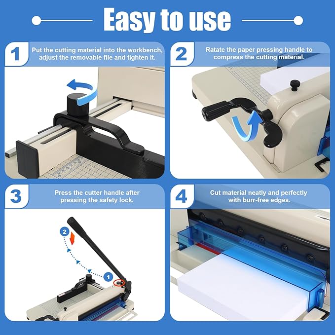 12 inch Heavy Duty Paper Cutter, Industrial 400 Sheet Capacity Steel Paper Trimmer, Commercial Paper Cutter for Office, Print Shop, School Crafting with Dual Safety Lock Protective Cover