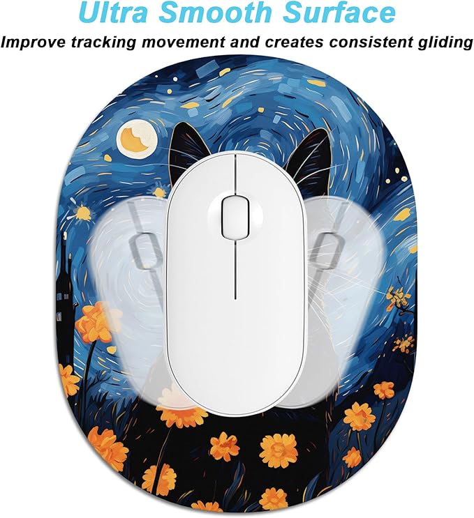 Rimilak Small Mouse Pad 6 x 8 Inch, Takes up Wrist and Mouse Space, Waterproof Compact Mini Mouse Mat for Laptop Computer Wireless Mouse Keyboard Home Office Travel,Starry Sky Cat