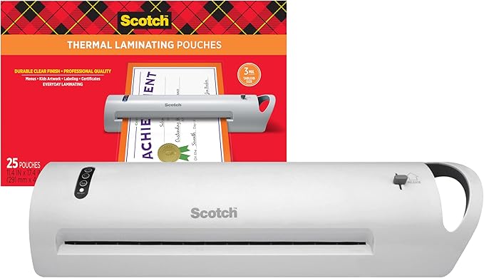 Bundle of Scotch Thermal Laminator, Extra Wide 13 Inch InputTL1302Z + Scotch Thermal Laminating Pouches, Legal Size 11 x 17 Inches, 25 Pack Laminating Sheets, 3 Mil