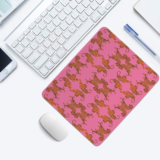 Cheetah Desk Mat,Girly Pink Mouse Pad,Leopard Mouse Pad for Girls Dorm Home Office Decor,Pink Tiger Mouse Pads,10.2x8.2Inch
