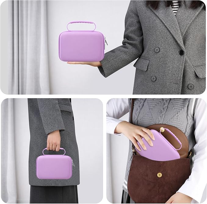 RAIALL Case for ORGSTA S002 Sticker Printer, Travel Bag for Mini Printer Portable Thermal Sticker Printer Label Maker, Label Printer Study Printer Storage Holder for Thermal Paper and Cable, Purple