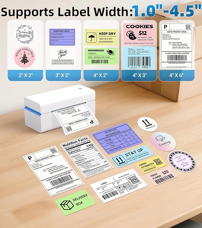 ORGSTA Bluetooth Shipping Label Printer T001-Plus Wireless 4x6 Thermal Label Printer for Small Business Support Android iPhone & Windows Widely Used for Amazon, Shopify, Etsy, USPS