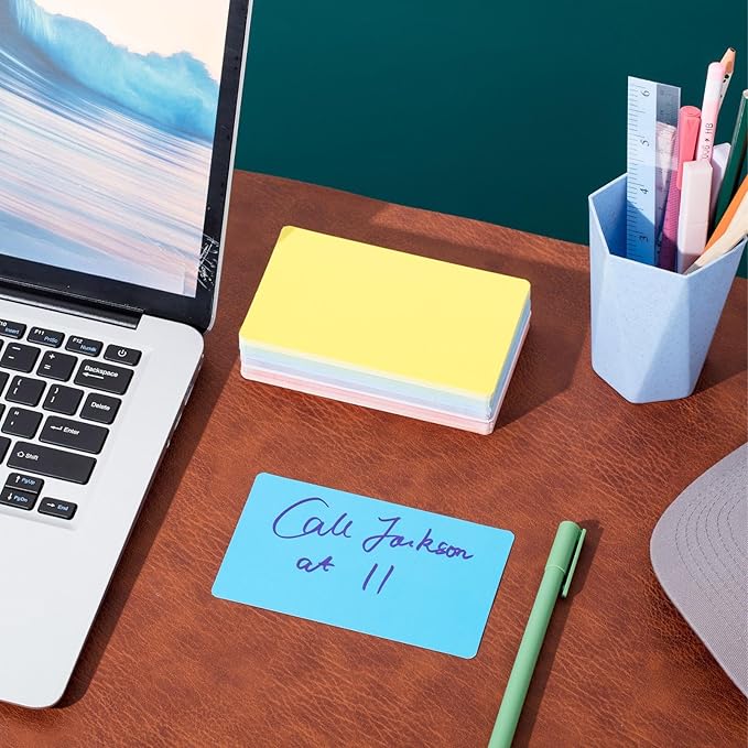 Harloon 100 Pcs Dry Erase Index Cards 3 x 5 Inch Laminated Reusable Dry Erase Note Cards Sheets for Office to Do List(Colorful)