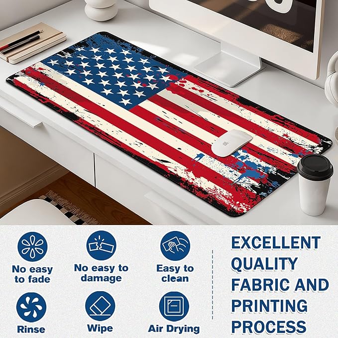 Mouse Pad Gaming - Desk Mat for Keyboard and Mouse - American Antique Flag Large Mouse Pads for Desk, Desks Pad Mat(35.4" X 15.7") with Non-Slip Base, Gaming Mousepad for Game, Office and Home
