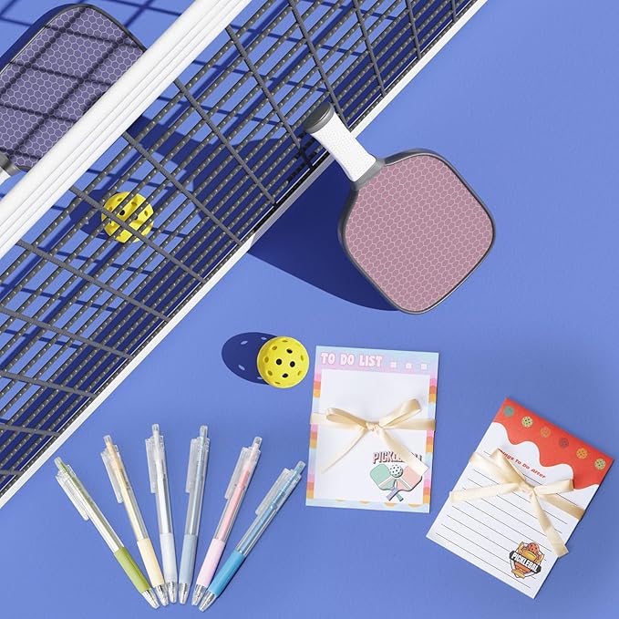 Lincia 24 Pcs Pickleball Notepads Gifts with Pens Things to Do After Pickleball Funny Memo Notepads Lined Sticky Notes with Pen Ribbon Holiday Christmas Cool Gifts for Players Office Supplies Fans