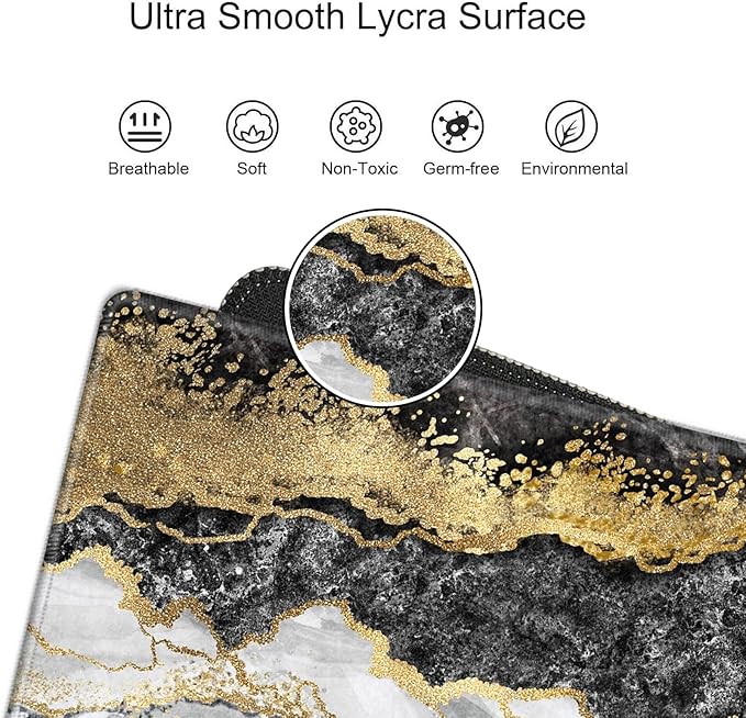 Gaming Mouse Pad 48 x 24 Giant Desk Mat Black Gold Marble Mousepad Extra Large Desk Pad XXXL Mouse Mat Huge Computer Mat for Women Work Office Home Game