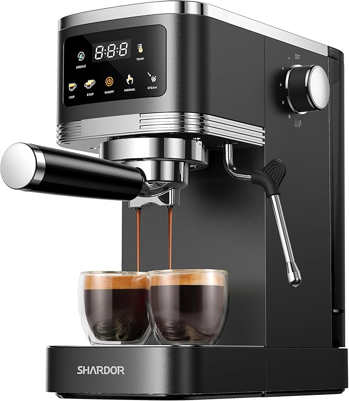 SHARDOR Espresso Machine 20 Bar, Professional Espresso Machine with Milk Frother and Touchscreen, Expresso Coffee Machines with Adjustable Temperature,for Cappuccino, Latte, Black