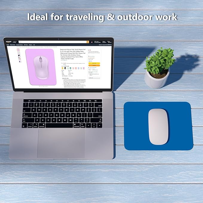 Dapesuom Small Mouse Pad, 6 x 8 Inch Thick Rubber Premium-Textured Non-Slip Portable & Washable Mini Mouse Mat for Women Men Wireless Laptops Keyboard Tray Gaming Computer Office Travel, Dark Blue