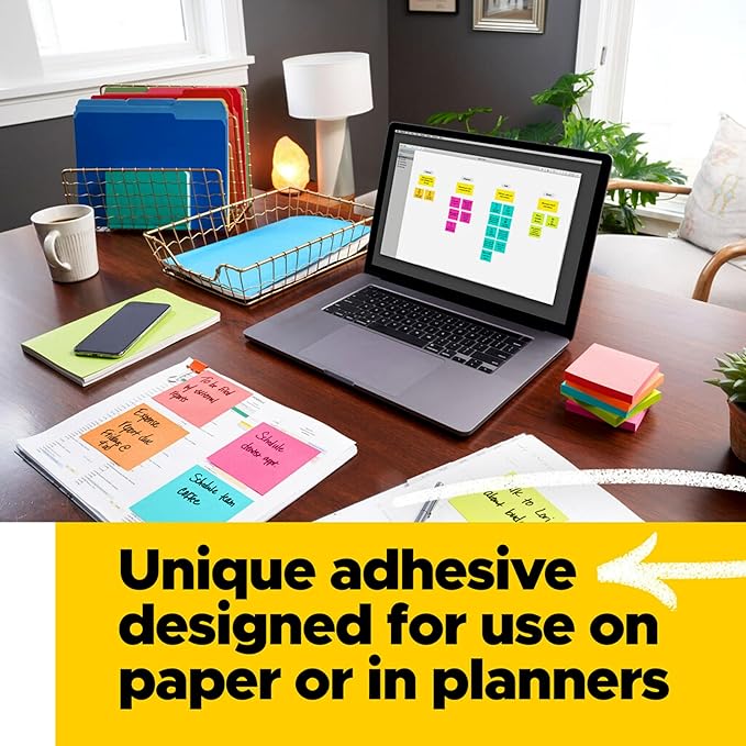 Post-it Notes, 3 in x 3 in, 14 Sticky Notes Pads, 100 Sheets per Pad, Floral Fantasy Collection, School Supplies and Oﬃce Products