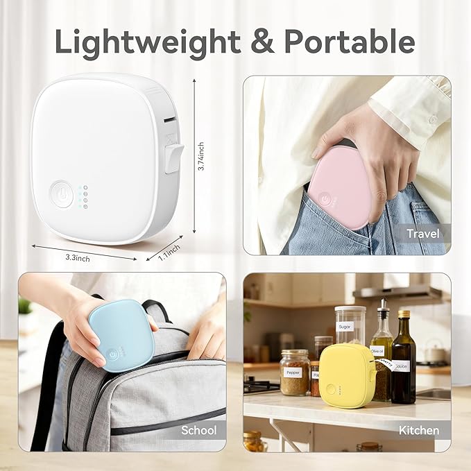 Mini Label Maker Machine with Tape AH-P05 - Portable Bluetooth Mini Label Printer, Wireless Thermal Label Maker, Waterproof & Rechargeable, Built-in Cutter, for Home, Office, Kitchen - Pink