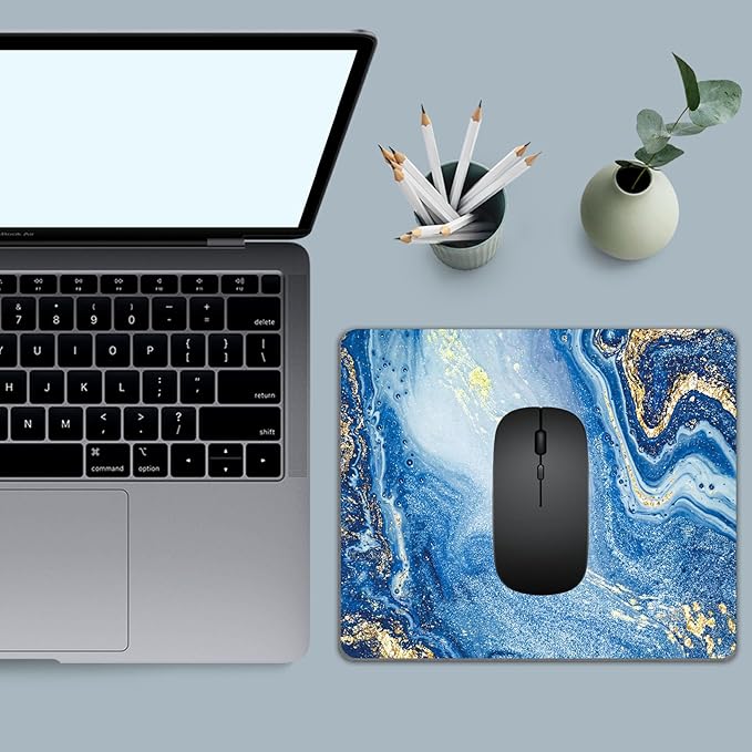 Mouse Pad, Ultra-Smooth Mousepad, 9.5 x 7.9Inch, Non-Slip Rubber Base Computer Mouse Pads, Durable & Washable, Suitable for Office and Gaming (Blue Marble)
