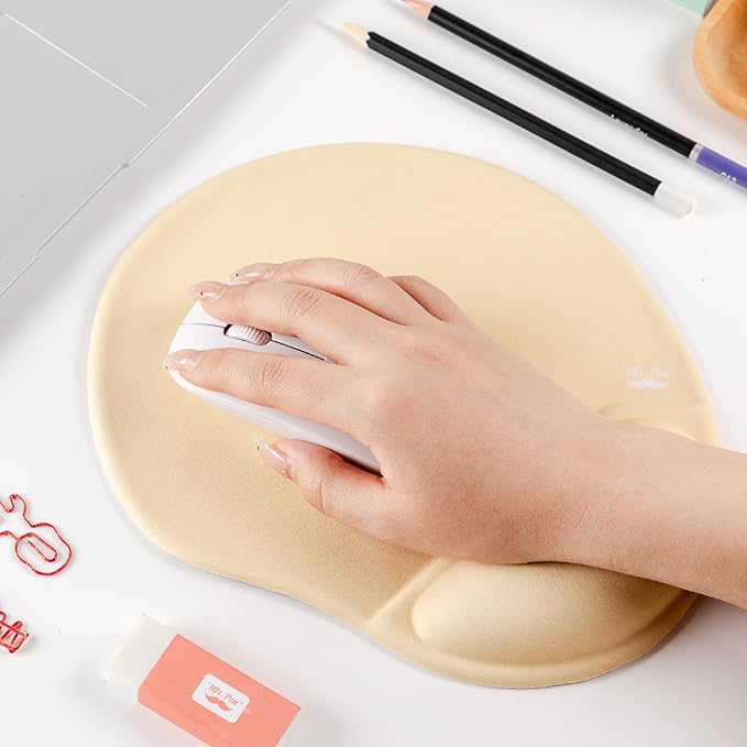 Mr. Pen- Ergonomic Mouse Pad with Wrist Rest, Yellow Breathable Fabric with Memory Foam Cushion, Non-Slip Rubber Base, Gel Mouse Pad with Wrist Support