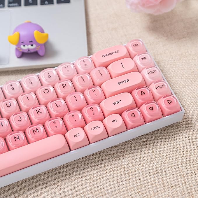 Guffercty kred Jelly Liquid Foundation Keycaps Set 132 PCS,HOA Profile PBT Cute Keycaps 75 Percent Compatible with Cherry MX Switch 60% 65% 75% 100% Mechanical Keyboards (Pink Liquid Foundation)