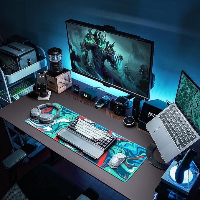 Canjoy Gaming Mouse Pad, Fluid Pattern Mouse Pad 31.5x11.8inch Large Extended Computer Mouse Mat Keyboard Full Desk Mousepad for Gaming, Office, Home