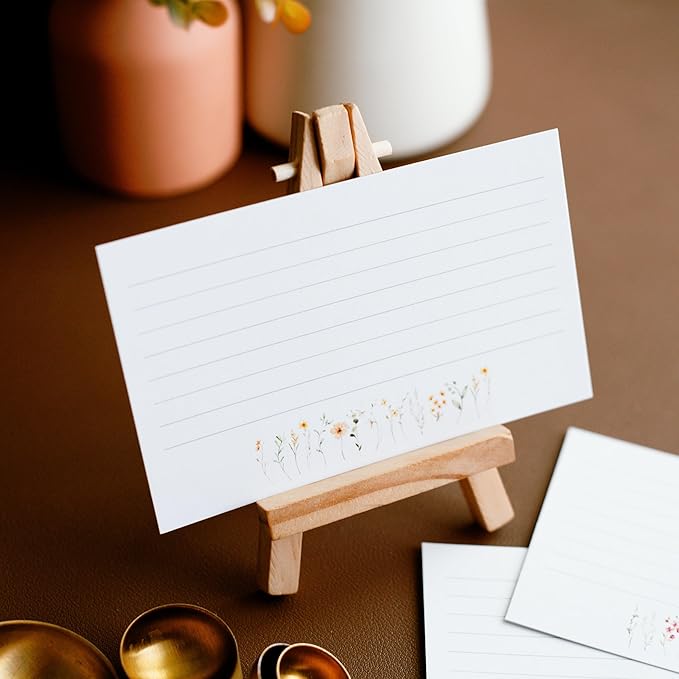 Wild Flower Index Cards by Pure Print and Design | Floral Flash Cards Perfect For Study Sessions & Learning | 100 Cards of Premium Quality with 5 Different Designs | Wild Flower | 3x5 inches