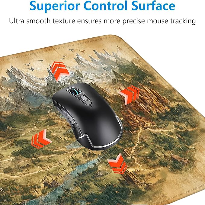 Game Map Gaming Mouse Pad Desk Pad Fantasy Treasure Map Ancient Scroll Mouse Pad Large Mousepad Extended Laptop Keyboard Mat Gaming Desk Pad Mouse Mat Office Computer Keyboard Laptop Home 31.5"x11.8"