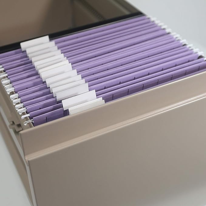 Smead Standard Hanging File Folders, 25 Count, Lavender, 1/5-Cut Adjustable Tabs, Letter Size (64064)