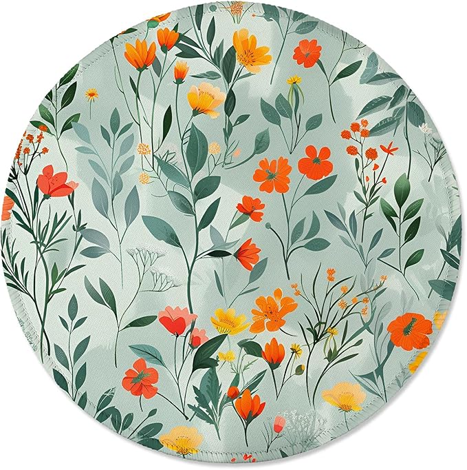 ITNRSIIET Round Mouse Pad with Stitched Edge Premium-Textured Waterproof Non-Slip Rubber Base Desktop Protection Mat Diameter 8.7 inches, Beautiful Flowers