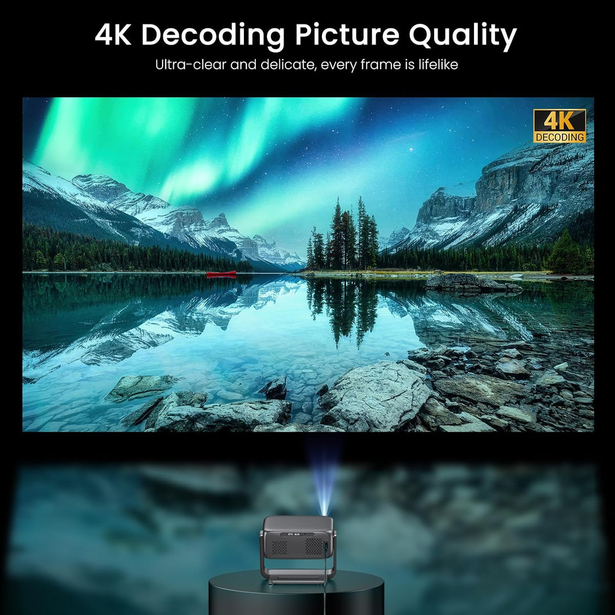 2500 ANSI Google TV Built-in Smart Movie Projector for Home Theater 4K Decoding, WiFi 6 and Bluetooth 5.2, Dolby Sound, Built-in Speakers, Outdoor Projector with Apps for Camping, Gaming