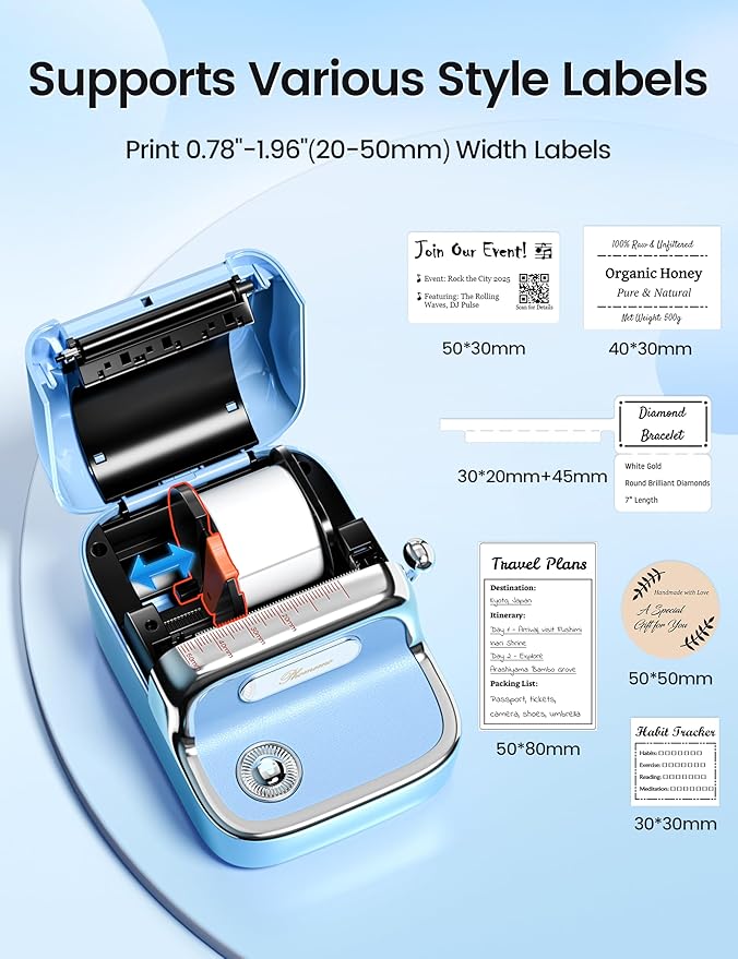 Phomemo M150 Label Maker - 2" Bluetooth Thermal Printer, 203DPI Auto-Return, 700+ Templates, Works with Phone/PC