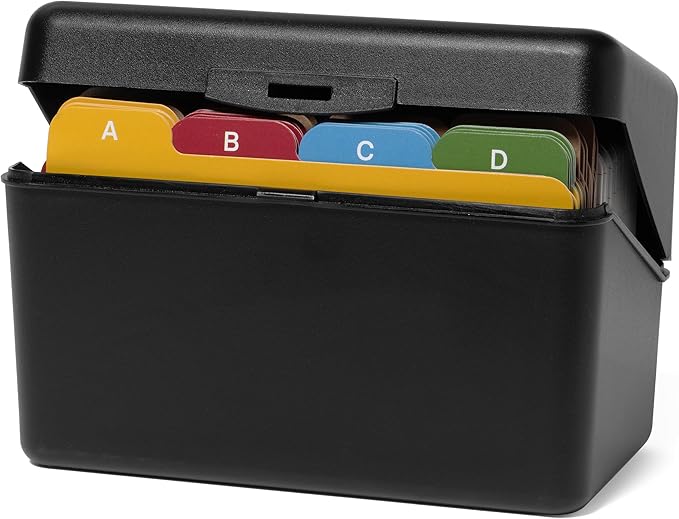 3x5 Index Card Holder Set | 100 Ruled Index Cards 3x5, 24 Color Alphabet Tab Dividers, 24 Blank Customizable Kraft Dividers