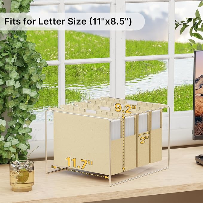 XINGIA Wheat Straw Extra Capacity Hanging File Folder,Letter Size 2 Inch Expanding Plastic File Cabinet Folders,Heavy Duty Hang Folders with Tabs,Accordian Pocket for File Frame Box(Morandi Yellow)
