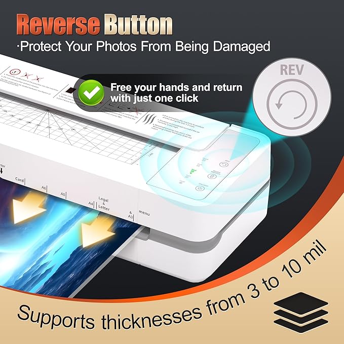13" 4-Roller Commercial Laminator Machine,3-10 Mil Thickness Laminating Machine,Fast 55s Warm-Up&1000mm/min Laminating Speed for Laminating 11x17&A3 Size,Includes 30 Sheets for Office,School(White)