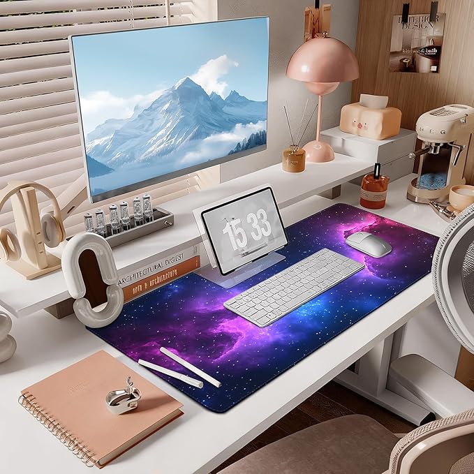 Mouse Pad Gaming - Desk Mat for Keyboard and Mouse - Galaxy Space Large Mouse Pads for Desk, Desks Pad(35.4" X 15.7") with Non-Slip Base, Galaxy Nebula Gaming Mousepad for Game, Office and Home