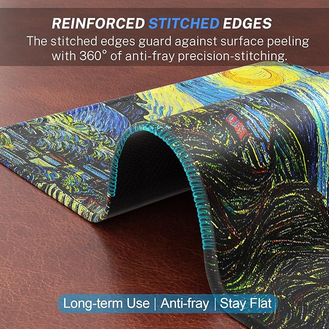 MROCO Mouse Pad [30% Larger] with Anti-Fray Stitched Edges, Premium-Textured Waterproof Surface, Non-Slip Rubber Base, Computer & Gaming Mouse Mat for Laptop, Office & Home, 8.5 x 11 in, Starry Night