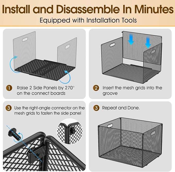 MaxGear Hanging File Organizer Box, Metal Mesh File Folder Storage Box for Letter Legal Size, Black Filing Box for Hanging File Folders, Hanging Folder Organizer for Desk, Office, School, Home