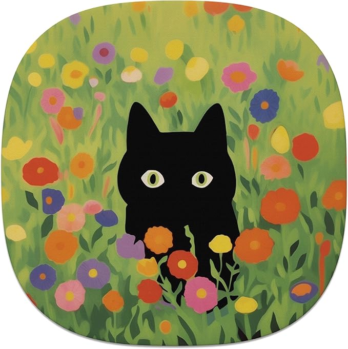 Rimilak Small Mouse Pad 6.6 Inch, Takes up Wrist Space, Waterproof Compact Mini Mat for Laptop Computer Wireless Keyboard Home Office Travel, Green Grass Cat