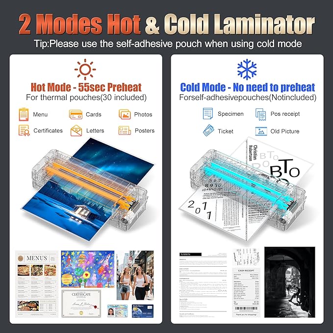 13" 4-Roller Commercial Laminator Machine,3-10 Mil Thickness Laminating Machine,Fast 55s Warm-Up&1000mm/min Laminating Speed for Laminating 11x17&A3 Size,Includes 30 Sheets for Office,School(White)