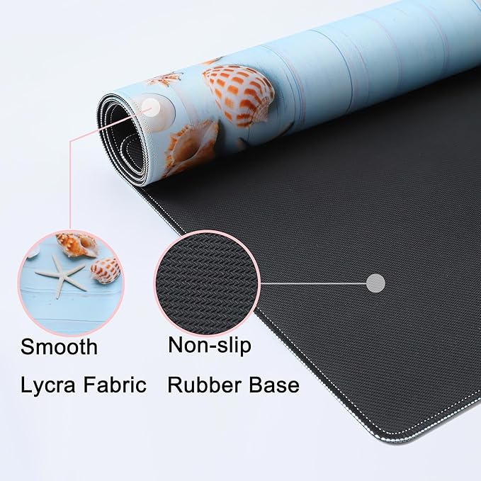 Desk Mat,Large Mouse Pad 35''×15.6'' XXL Extended Gaming Mouse Pad Mat with Non-Slip Base Stitched Eges Mousepad for Computer,Office,Keyboard and Laptop - Sea Shell