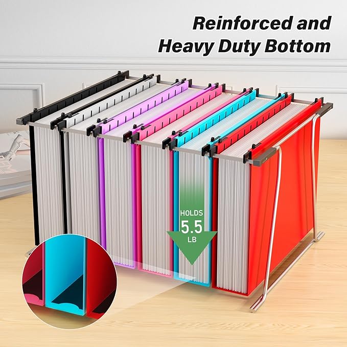 Ansook Extra Capacity Plastic Hanging File Folder Letter Size,Heavy Duty 2" Expansion Hanging Folder with Tabs,12 Pack Reinforced Hanging File Organizer,Filing Cabinet Folders for Office Bulk Files
