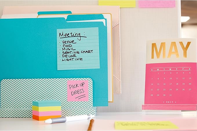 Post-it Super Sticky Notes, 6 Lined Sticky Note Pads, 4 x 4 in., Ideal for Organization in Your Dorm, Home or Office, 2X The Sticking Power, Supernova Neons Collection