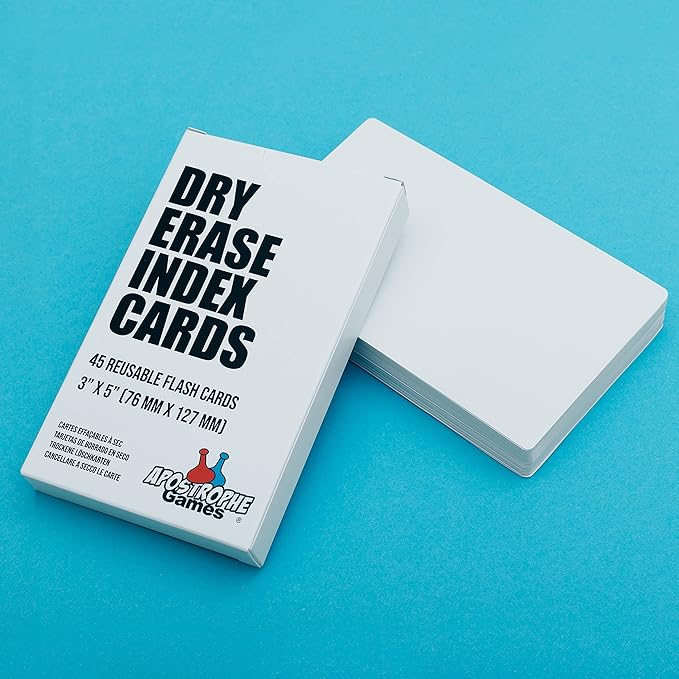 Dry Erase Index Cards – 45pcs Laminated 3x5" Cards Blank w/Box – Reusable Dry Erase Note Cards for School, Work, Housework, To Do Lists – Practical Index Card Sheets – 3 x 5-inch