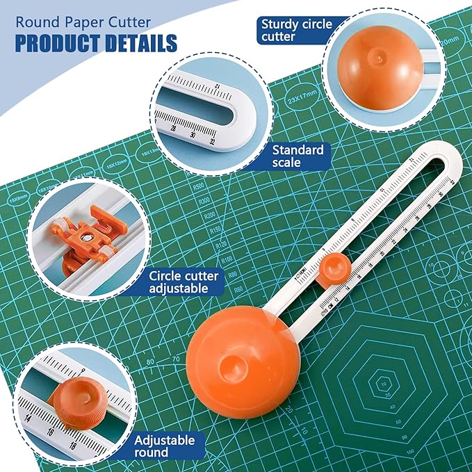 Circle Cutter, Circular Paper Cutter Circle Paper Trimmer Rotary Cutter Craft Supplies, Round Cutting Knife Cards Cutters (Orange)