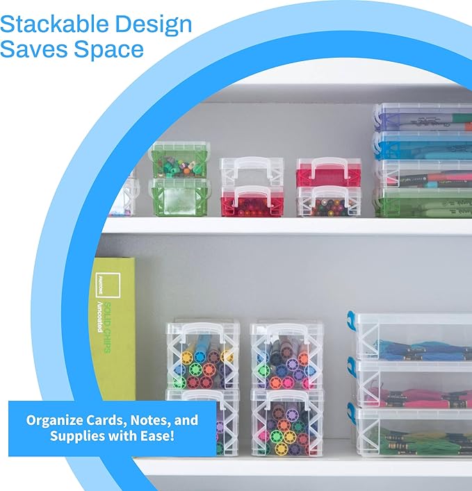 Super Stacker Index Card Box, 3 x 5 Inch Index Cards File Box, Note Holder, Index Card Holder, Photo Boxes Storage, Perfect for 3x5 Index Cards, Recipe Box Holder, Assorted Colors, 1 Count