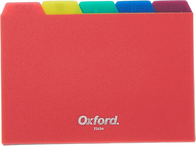 Oxford 41 (1000 PK) Ruled Index Cards, 4" x 6", White, 1,000 Cards (10 Packs of 100) (41) & Poly Index Card Guides, Alphabetical, A-Z, Assorted Colors, 4" x 6" Size, 25 Guides per Set (73154)