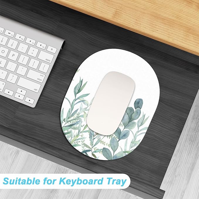 Rimilak Small Mouse Pad 6 x 8 Inch, Takes up Wrist and Mouse Space, Waterproof Compact Mini Mouse Mat for Laptop Computer Wireless Mouse Keyboard Home Office Travel,Green Leaves