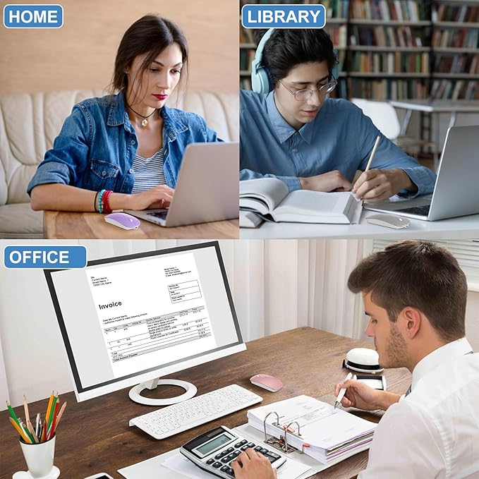 Bluetooth Wireless Mouse for MacBook Air Mac Pro iPad Laptop Computer Pad Optical Rechargeable Slim Silent Dual Mode (2.4G USB-C/USB-A&Bluetooth 5.2/3.0) Mouse Jiggler for Computer Awakening - Silver