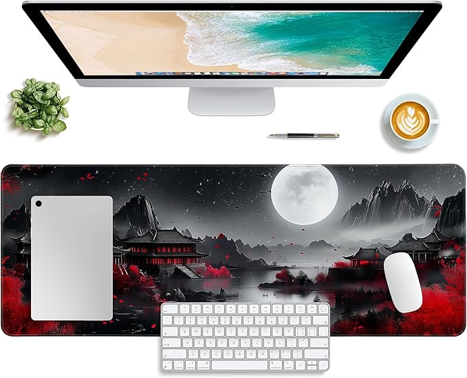 Mouse Pad Desk Mat XL Mouse Pad Gaming Keyboard Mat Office Desk Decor Accessories (Moon Bird)
