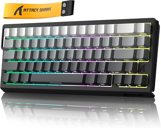 ATTACK SHARK X68 HE 8000Hz Rapid Trigger Keyboard, 0.01mm RT Accuracy Wired Gaming Keyboard with Magnetic Switch, Adjustable Actuation, Rapid Trigger, Snap Tap, RGB Lighting for PC/Mac, Moonlight