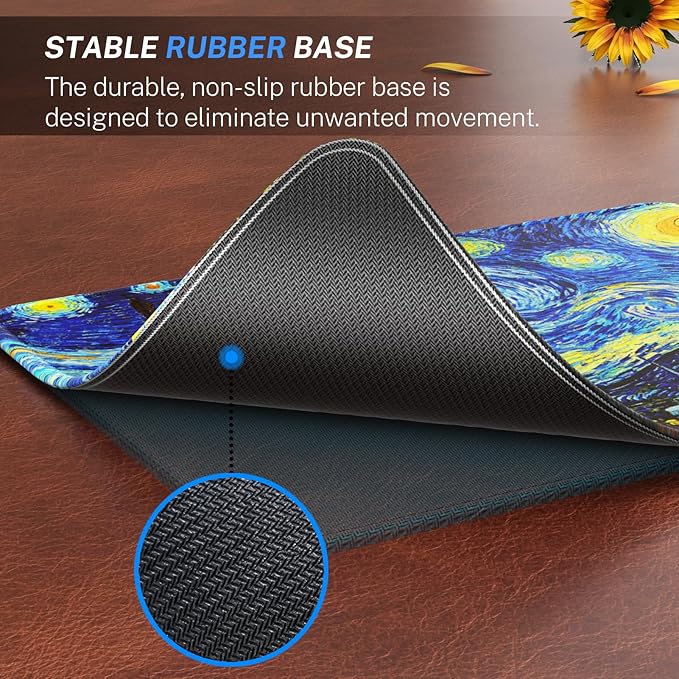 MROCO Mouse Pad [30% Larger] with Anti-Fray Stitched Edges, Premium-Textured Waterproof Surface, Non-Slip Rubber Base, Computer & Gaming Mouse Mat for Laptop, Office & Home, 8.5 x 11 in, Starry Night