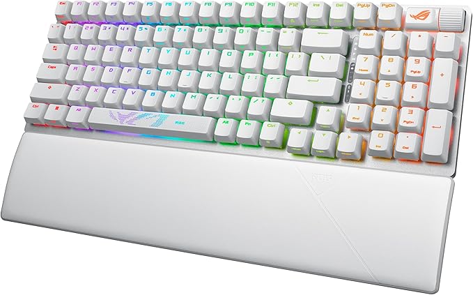 ASUS ROG Strix Scope II 96 Wireless Mechanical Gaming Keyboard – 96% Full-Size, Tri-Mode Connectivity, Hot Swappable Pre-lubed ROG NX Storm Clicky Switches, PBT Keycaps, RGB, PC/Mac Support - White
