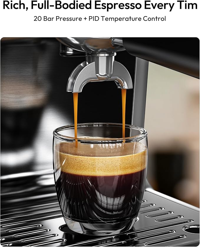 EUHOMY Espresso Machine with Grinder, 20 Bar Coffee Maker with Milk Frother Steam Wand, Professional Expresso Coffee Machines with Removable Water Tank, Latte & Cappuccino Machine for Home Barista