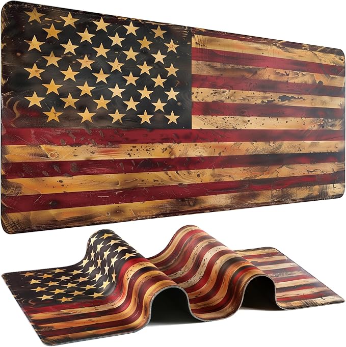 Mouse Pad Gaming - Desk Mat for Keyboard and Mouse - American Antique Flag Large Mouse Pads for Desk, Desks Pad Mat(35.4" X 15.7") with Non-Slip Base, Gaming Mousepad for Game, Office and Home