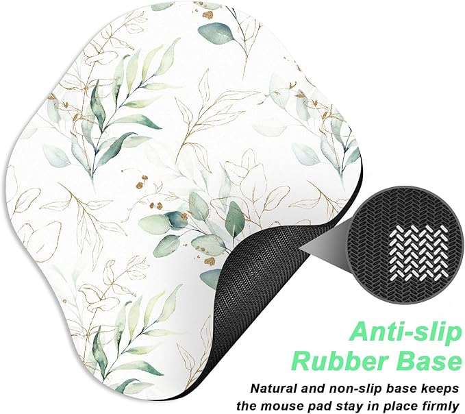Rimilak Small Mouse Pad 6.5 x 7 Inch, Compact Waterproof Mat for Laptop Computer Wireless Keyboard, Home Office Travel, Boho Leaves Theme
